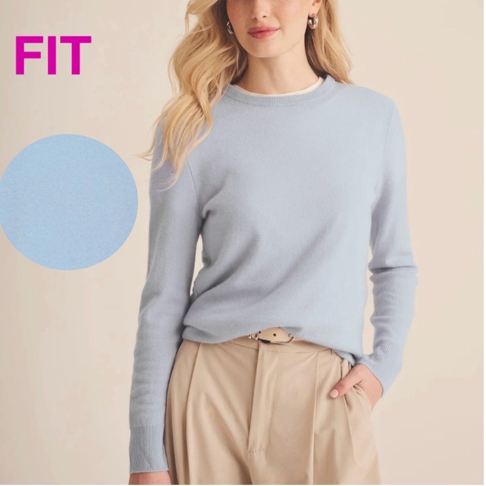 NAADAM 100% Cashmere Dusty Baby Blue Long Sleeve Sweater S size